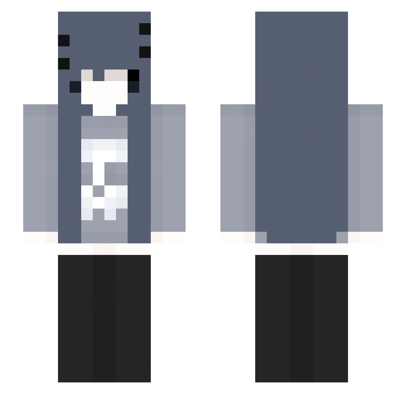 notebaka Minecraft skin, front and back view