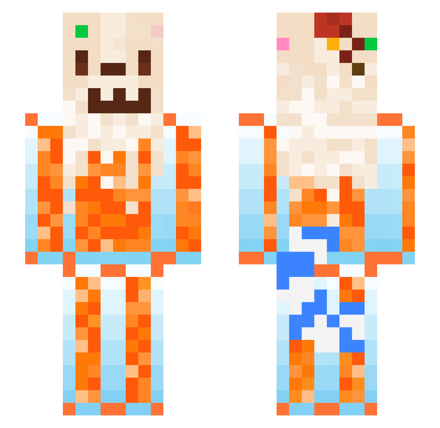froginet Minecraft skin, front and back view