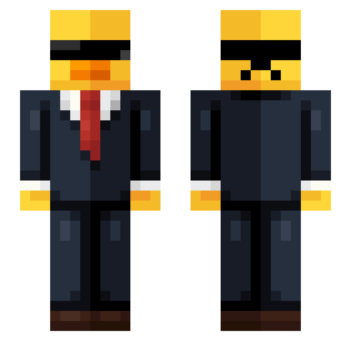 InfamousZocker Minecraft skin, front and back view