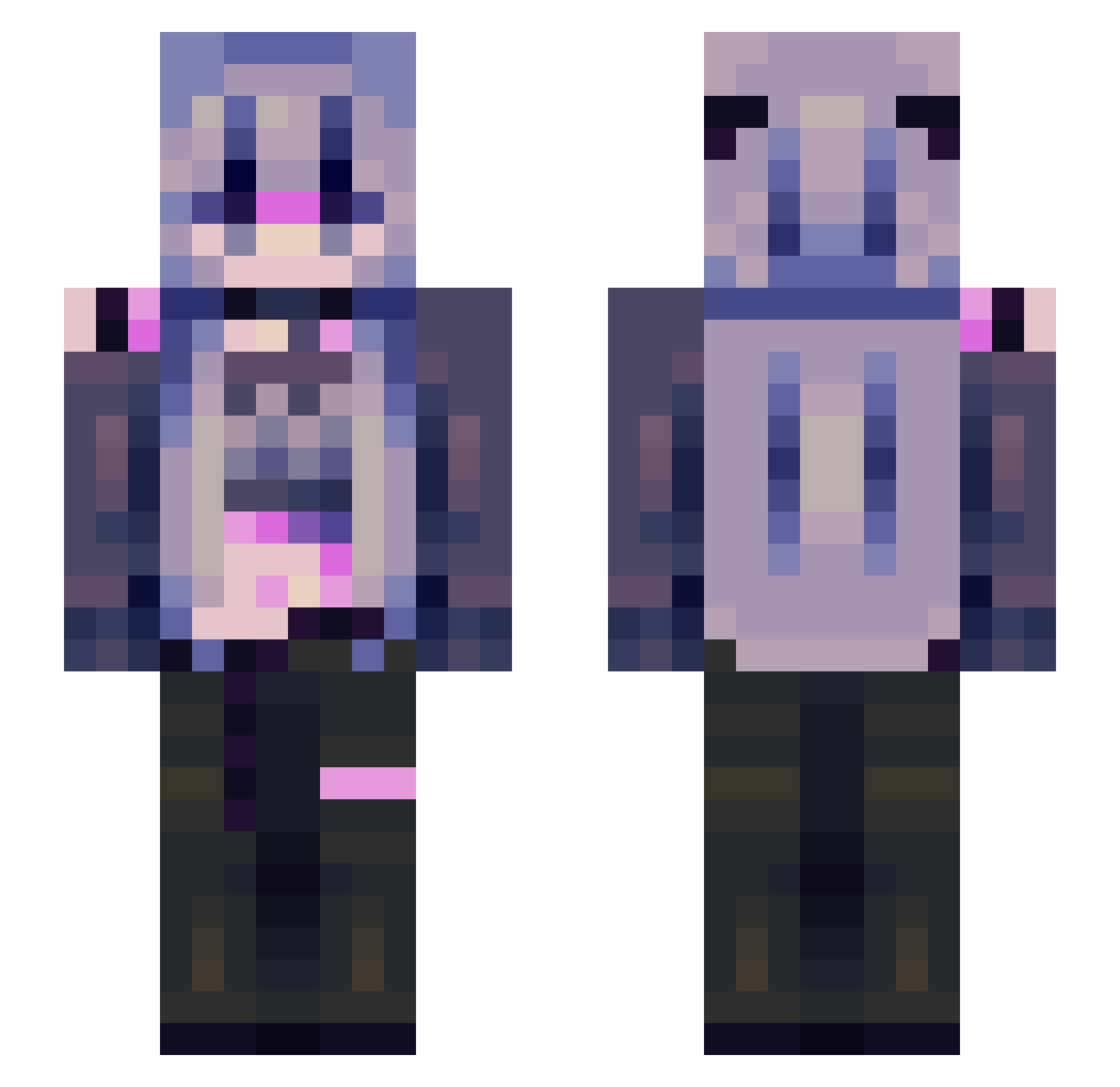 WhiskeyWeaver Minecraft skin, front and back view