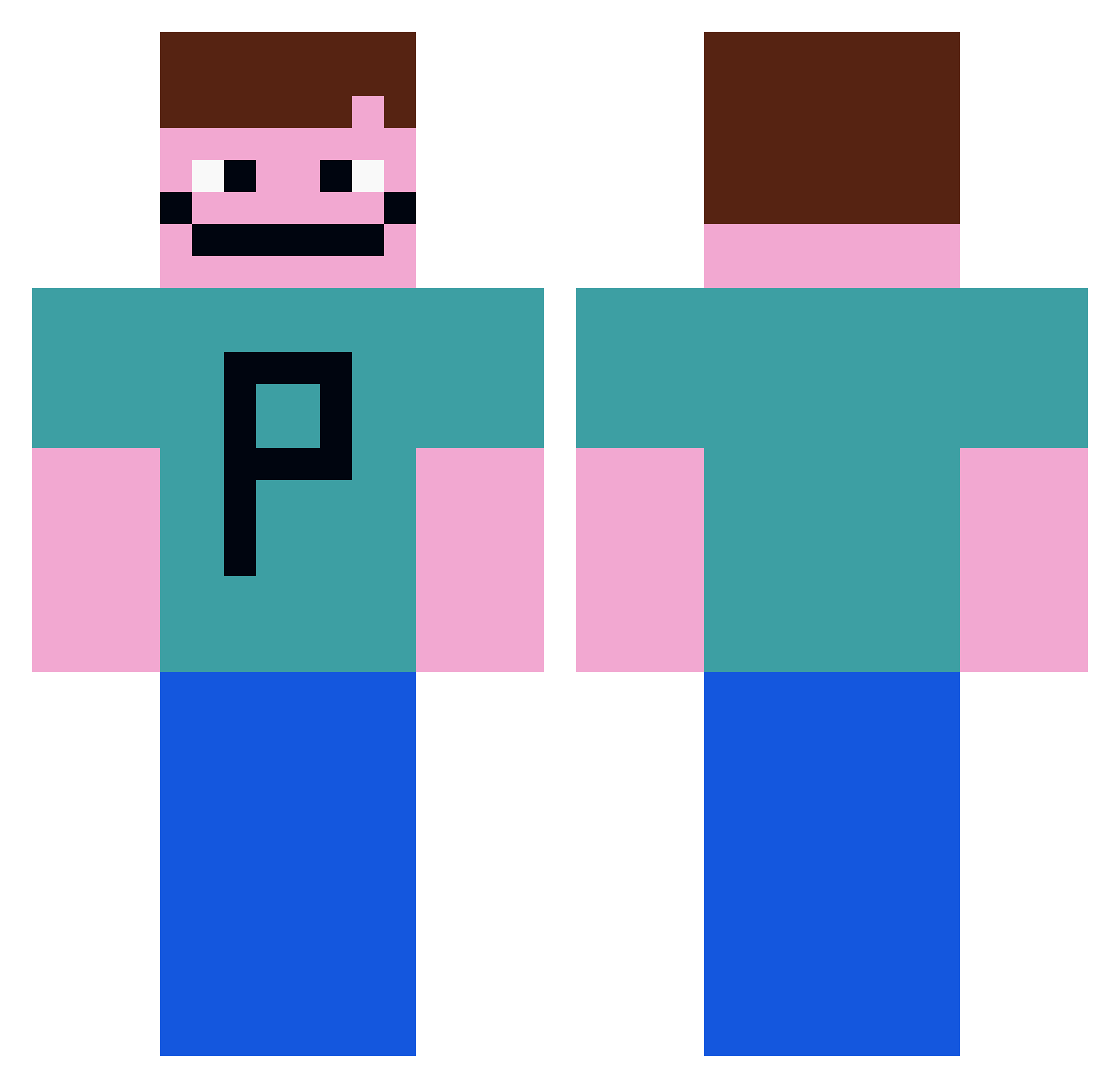Peo_yt Minecraft skin, front and back view