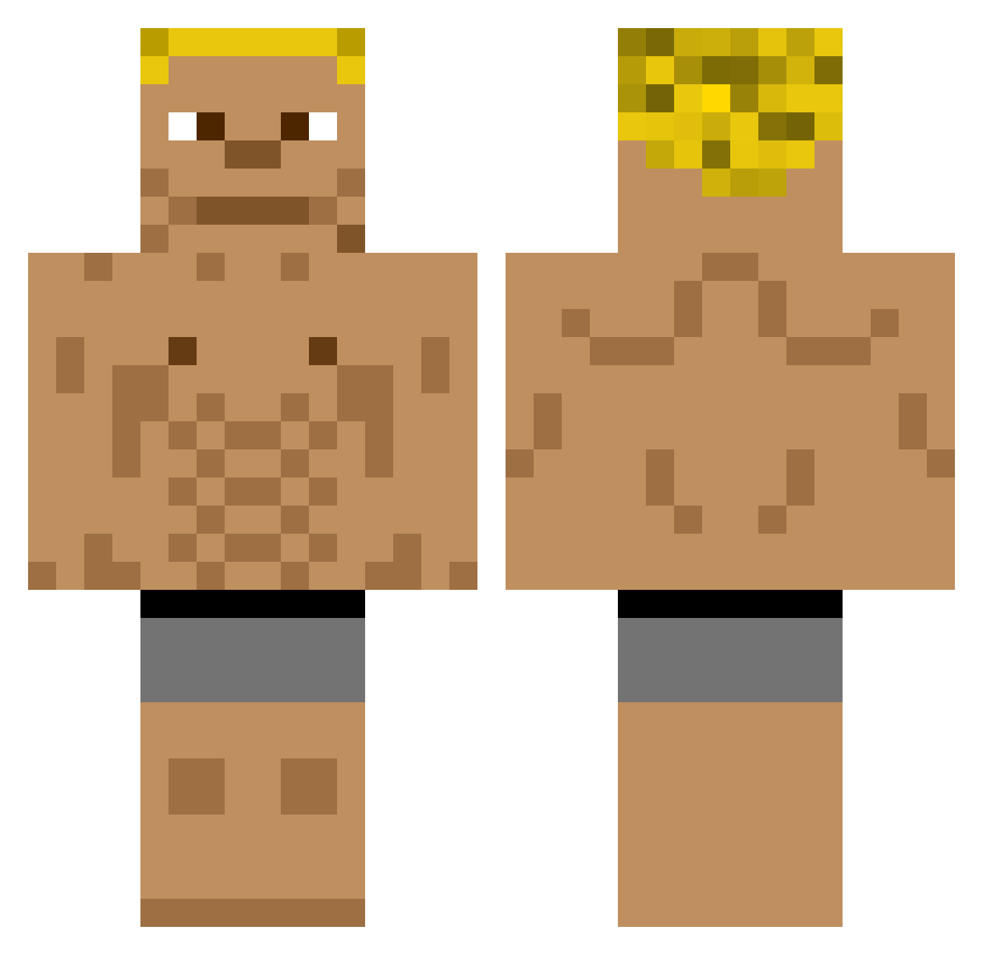 CubeWarriorX Minecraft skin, front and back view