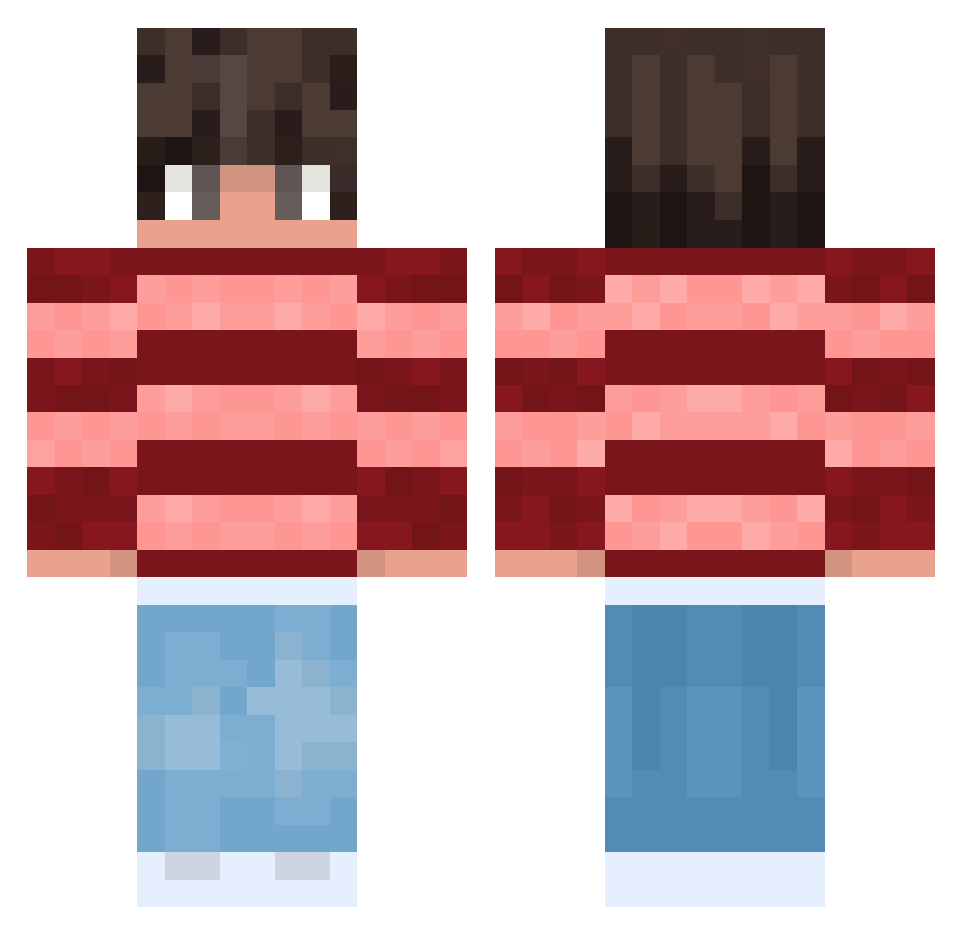 immobilising Minecraft skin, front and back view