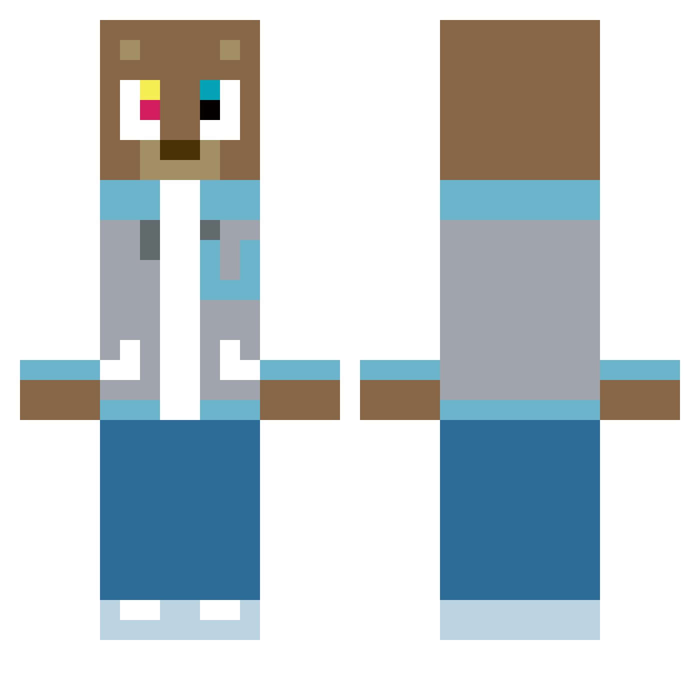 rocketpanda00 Minecraft skin, front and back view