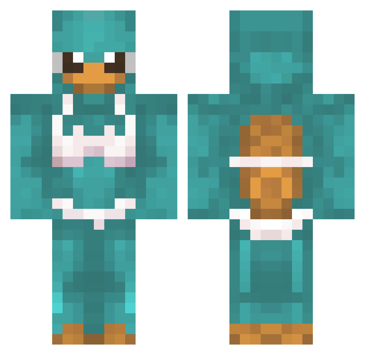 AminoDomino Minecraft skin, front and back view