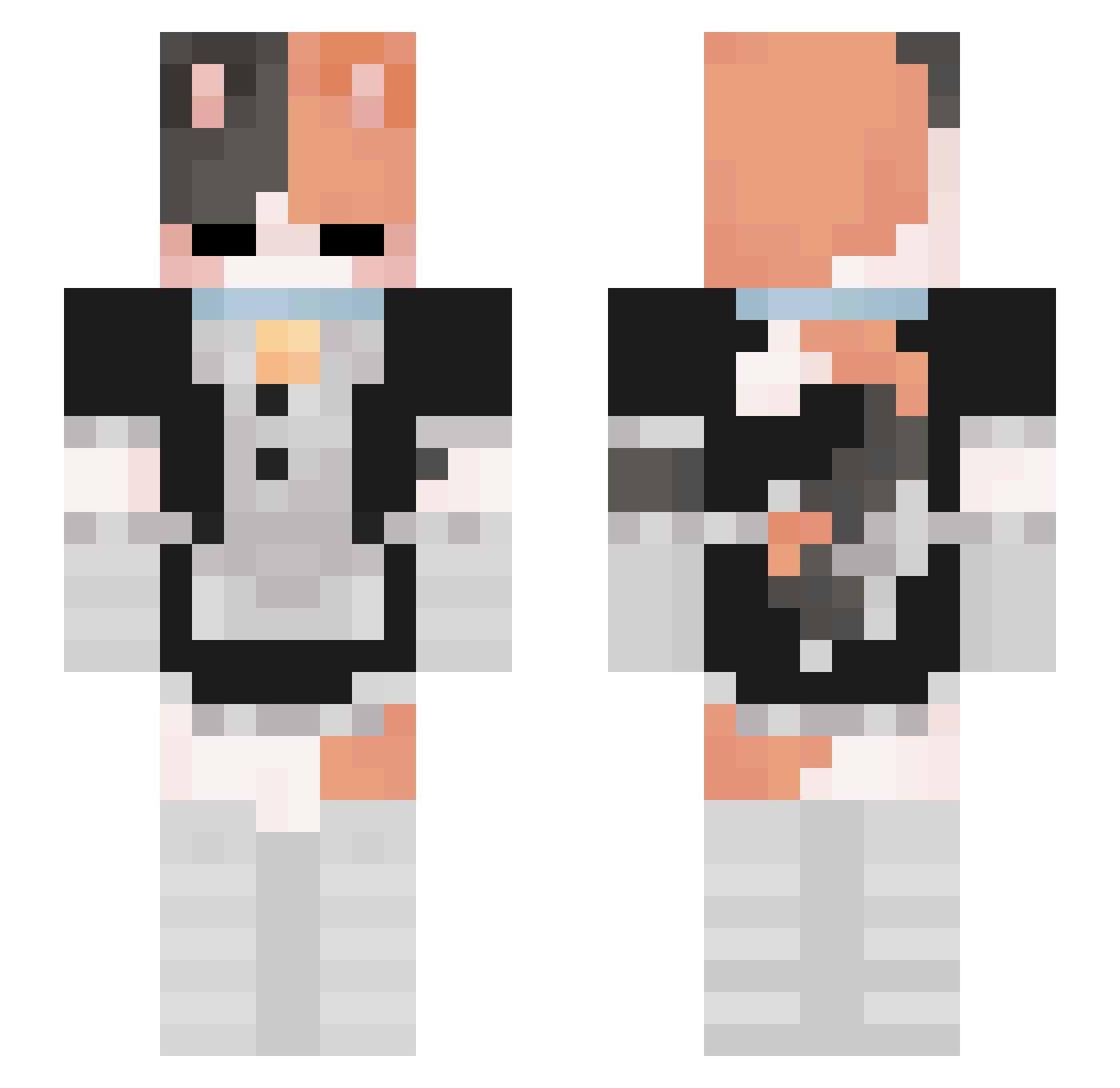 BubbieCreeper Minecraft skin, front and back view