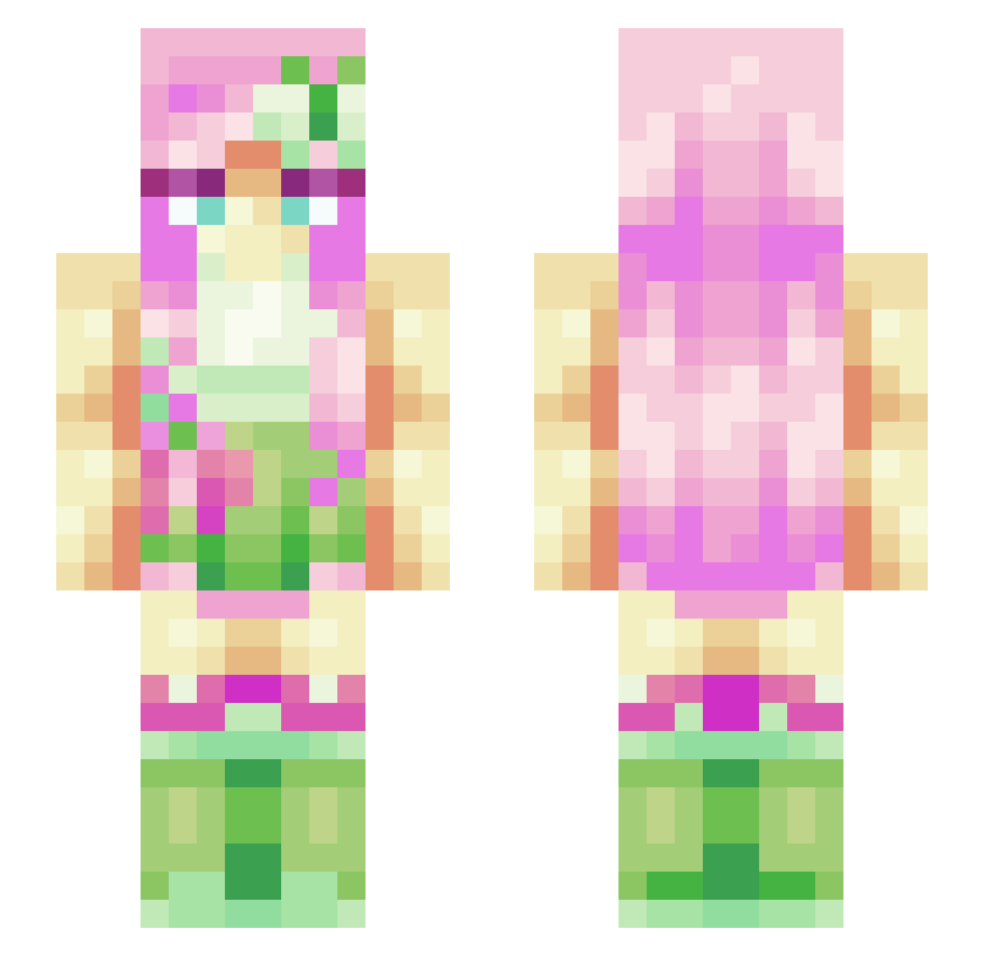 qiggy Minecraft skin, front and back view