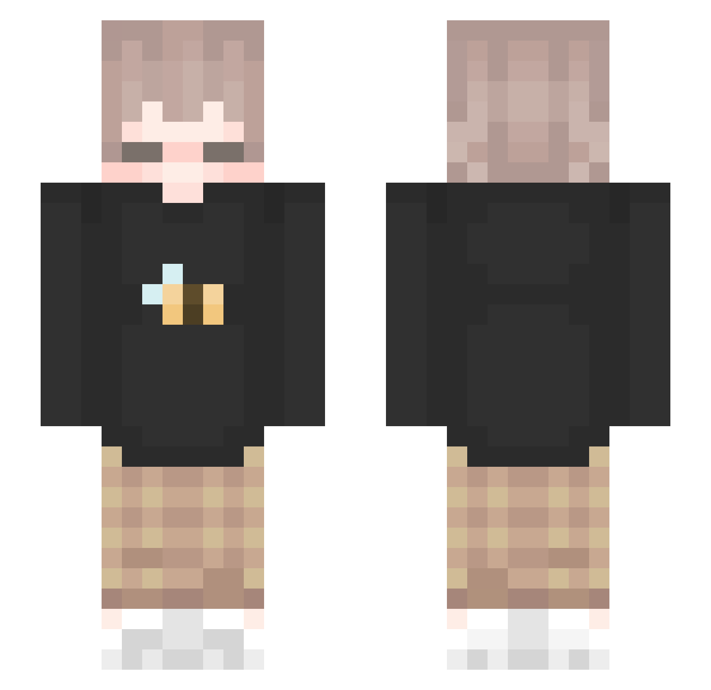 SlaytStream Minecraft skin, front and back view