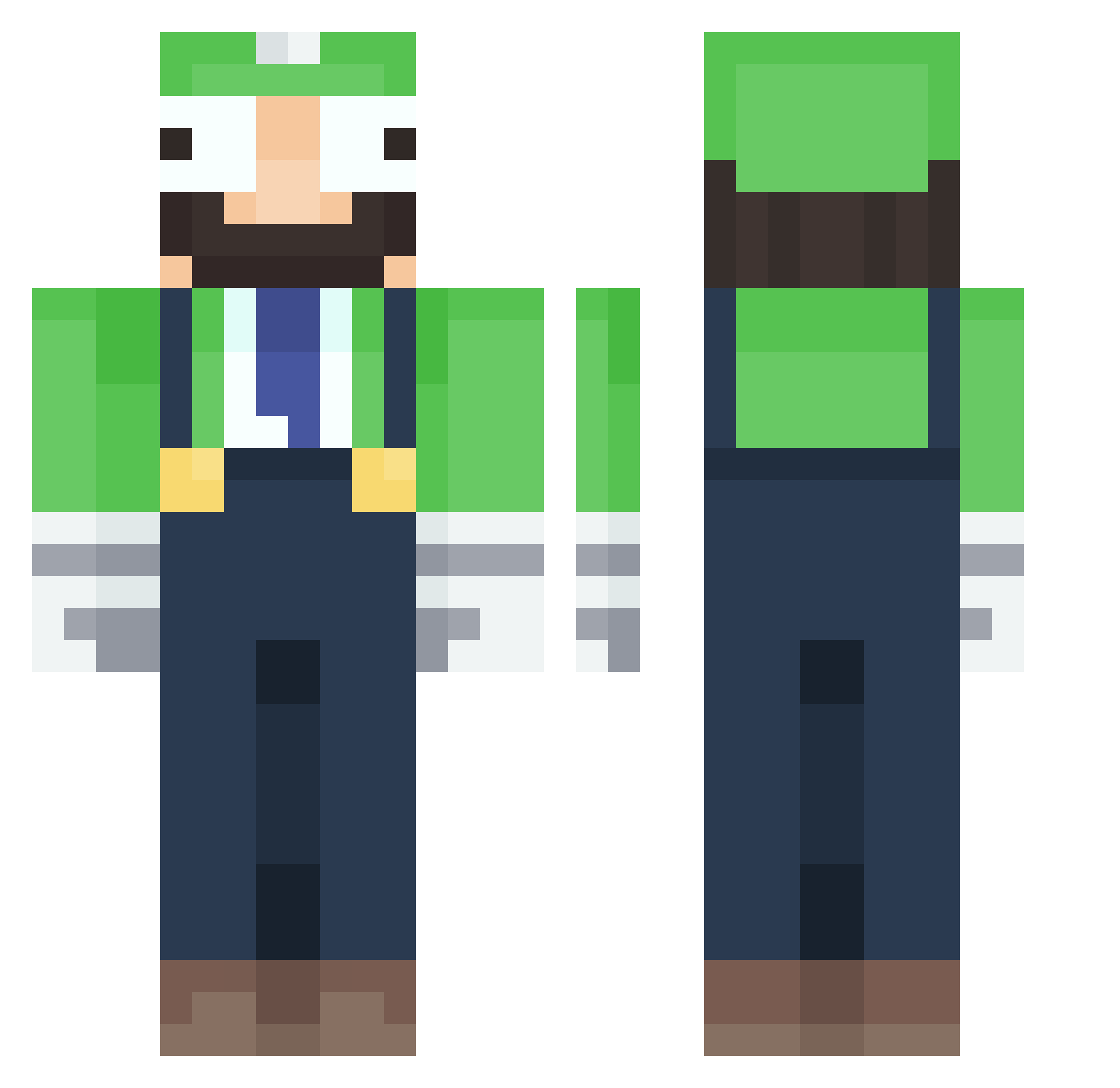 SaltyVlrgln Minecraft skin, front and back view