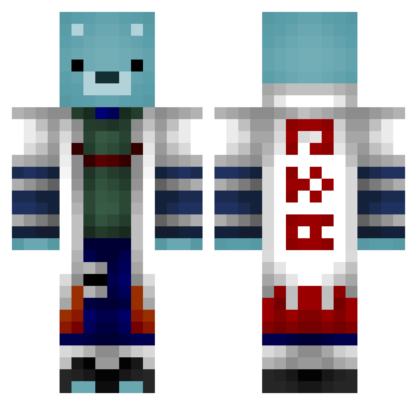 Bekhos Minecraft skin, front and back view