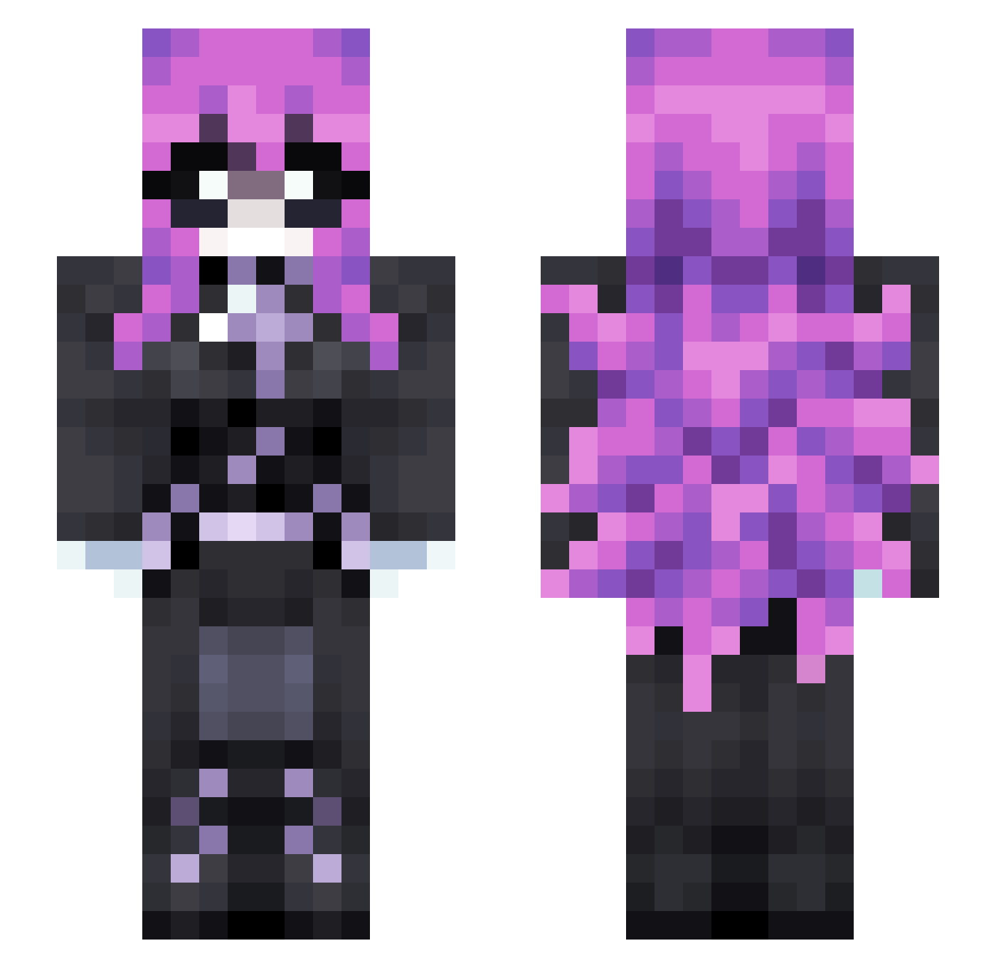 lLovePancakes Minecraft skin, front and back view