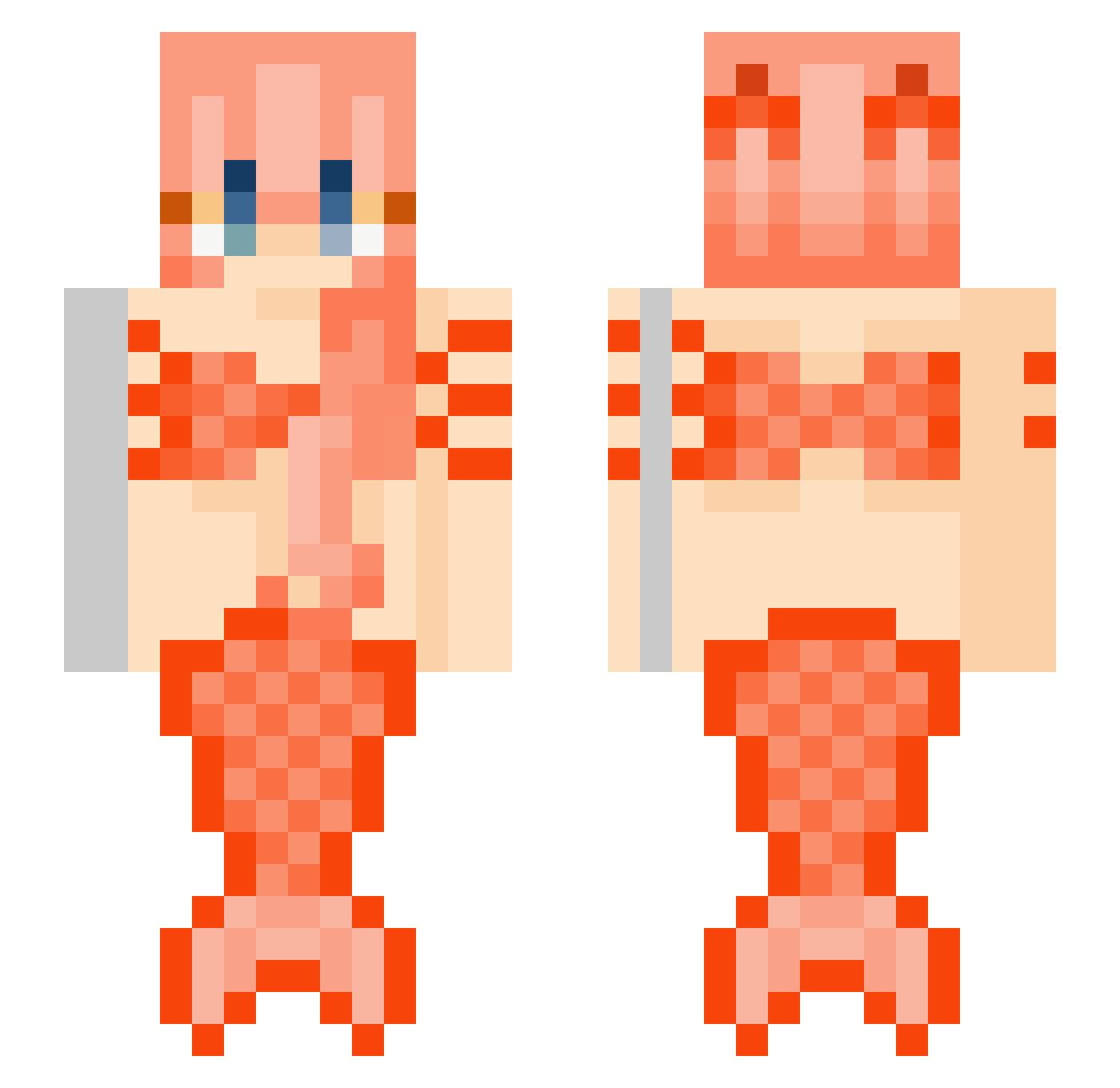 mishymash Minecraft skin, front and back view