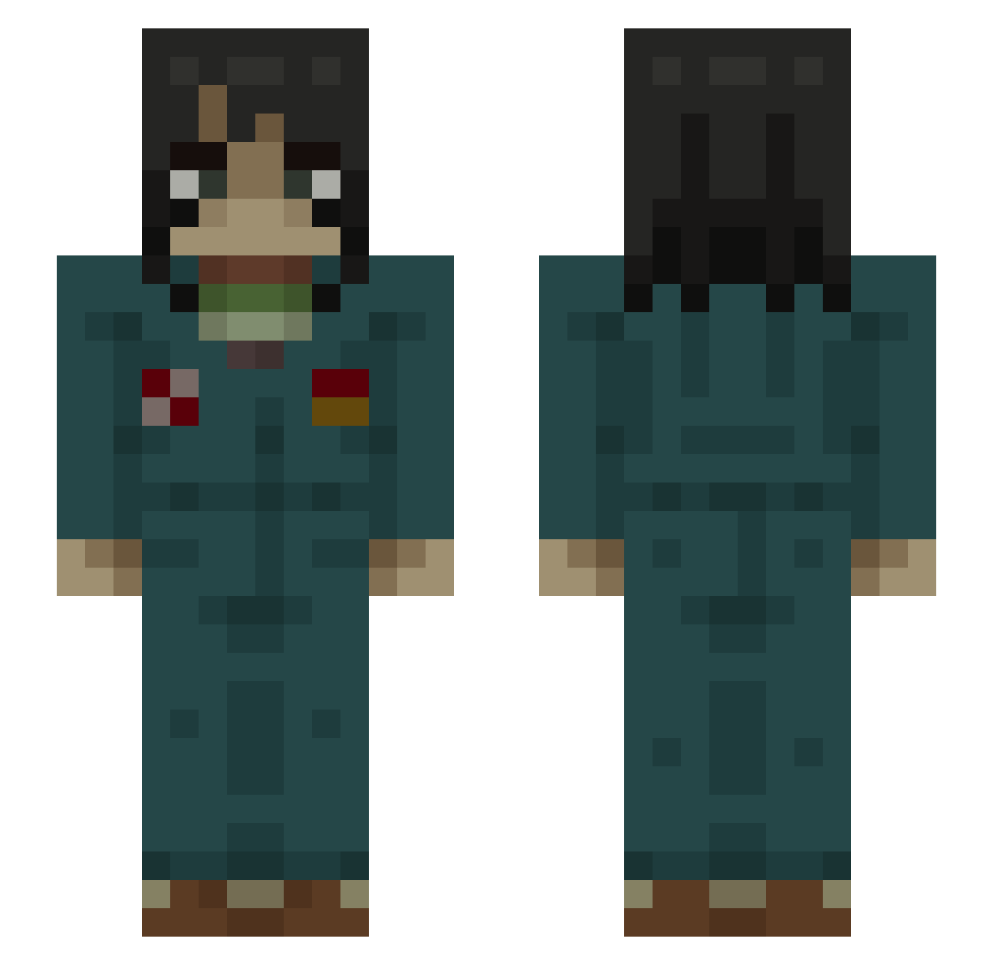 Overlxrds Minecraft skin, front and back view