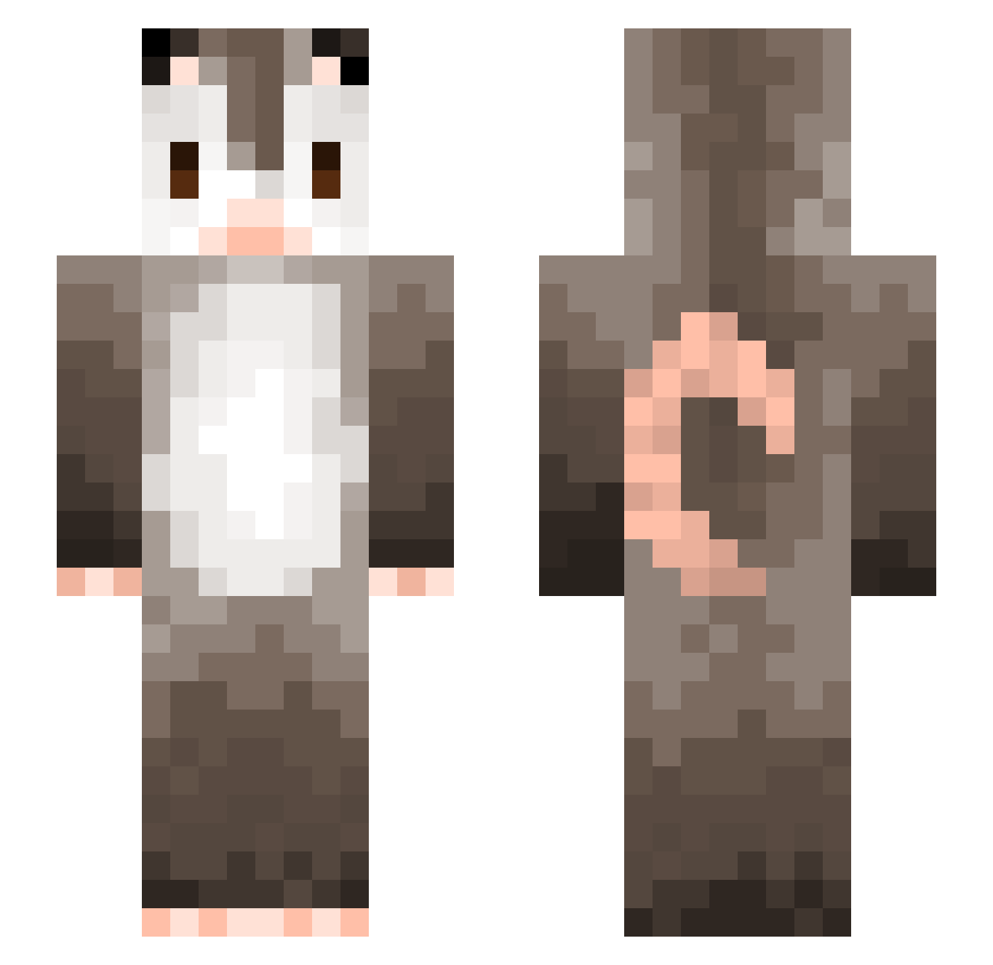 kiimmy Minecraft skin, front and back view
