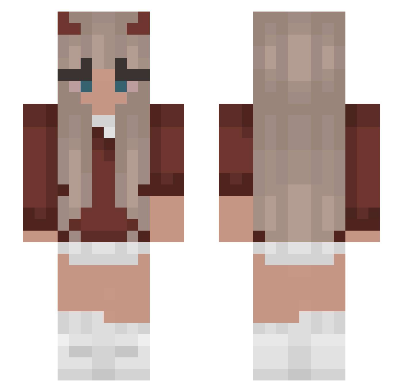 XsophX Minecraft skin, front and back view