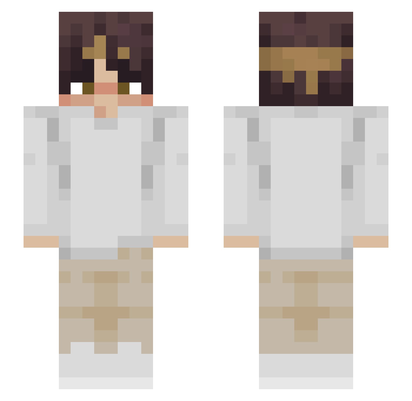 Unintelligently Minecraft skin, front and back view