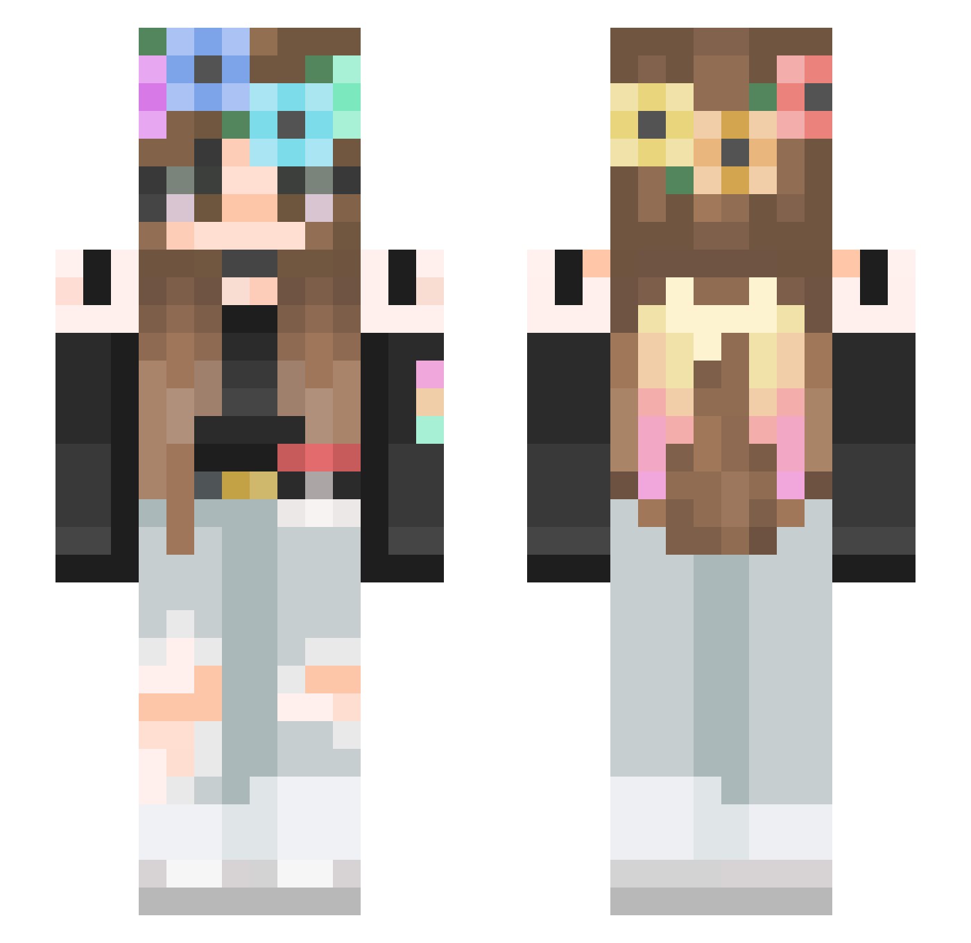 RosesofInk Minecraft skin, front and back view