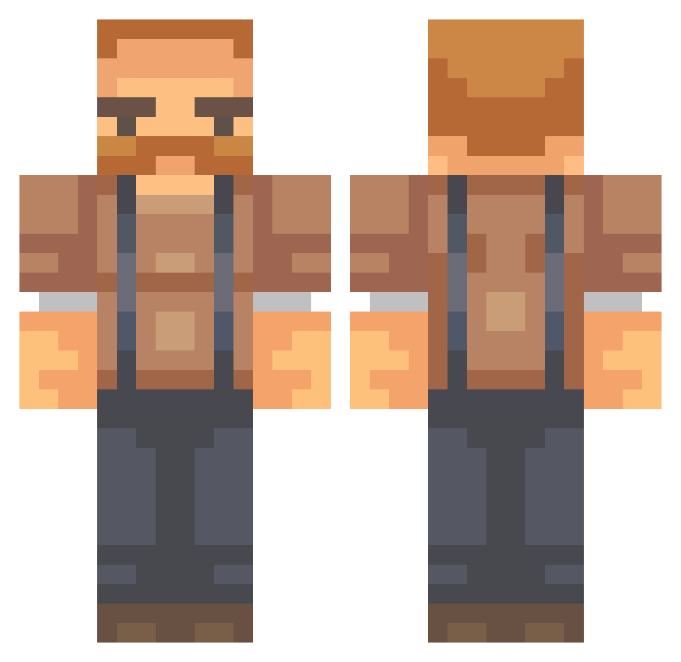 Waka Minecraft skin, front and back view