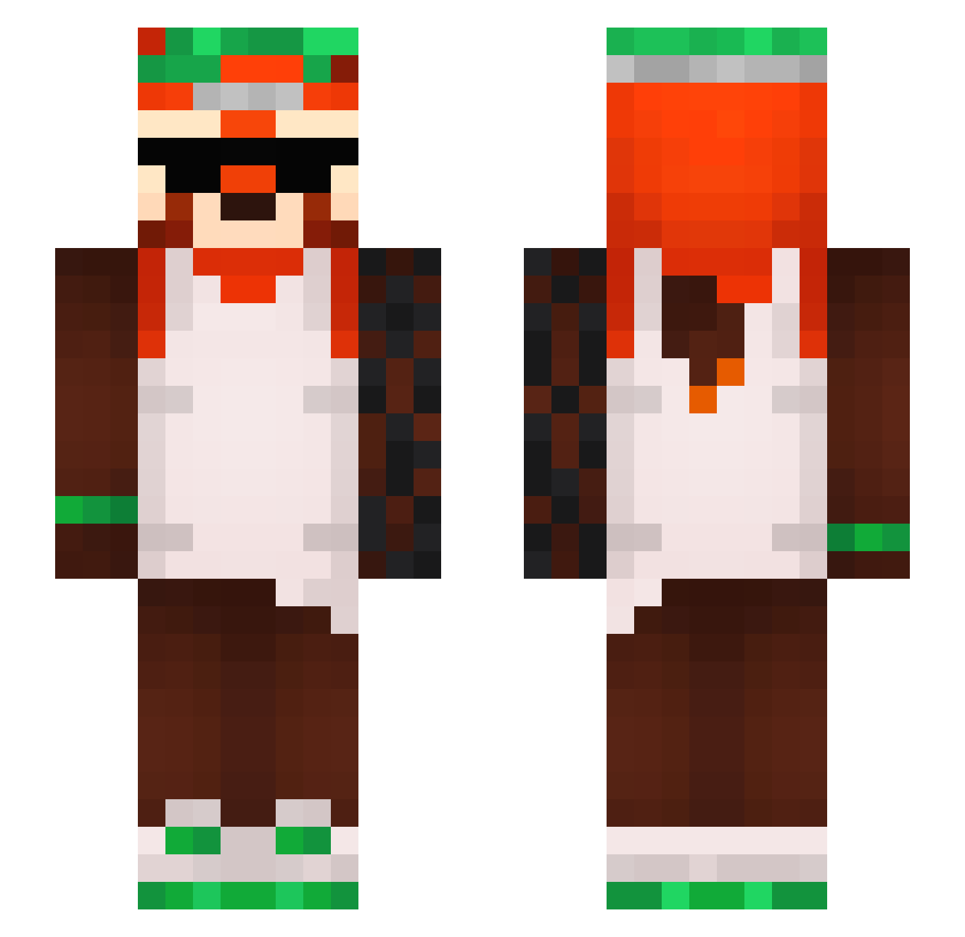 yakruto Minecraft skin, front and back view