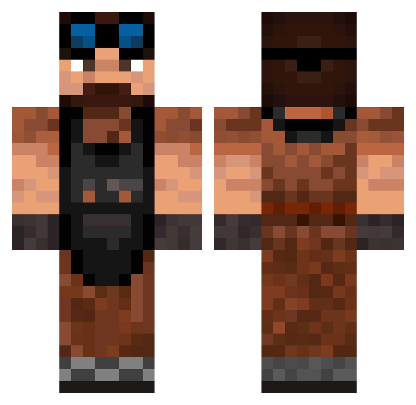 SkyFactor Minecraft skin, front and back view