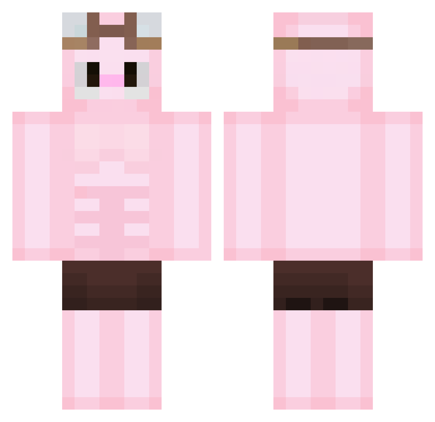 ItzAxolotl Minecraft skin, front and back view
