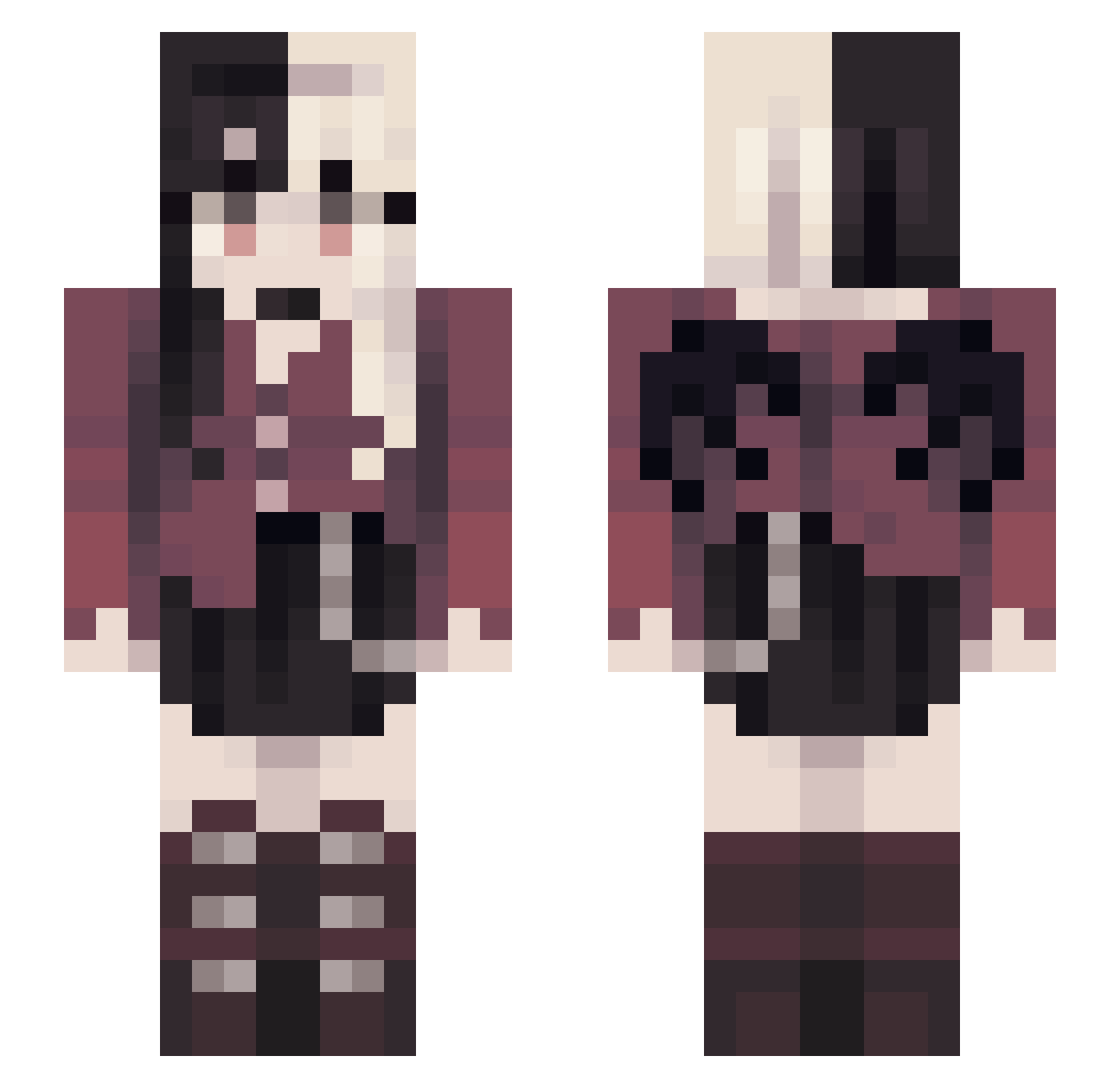ErasableSin Minecraft skin, front and back view