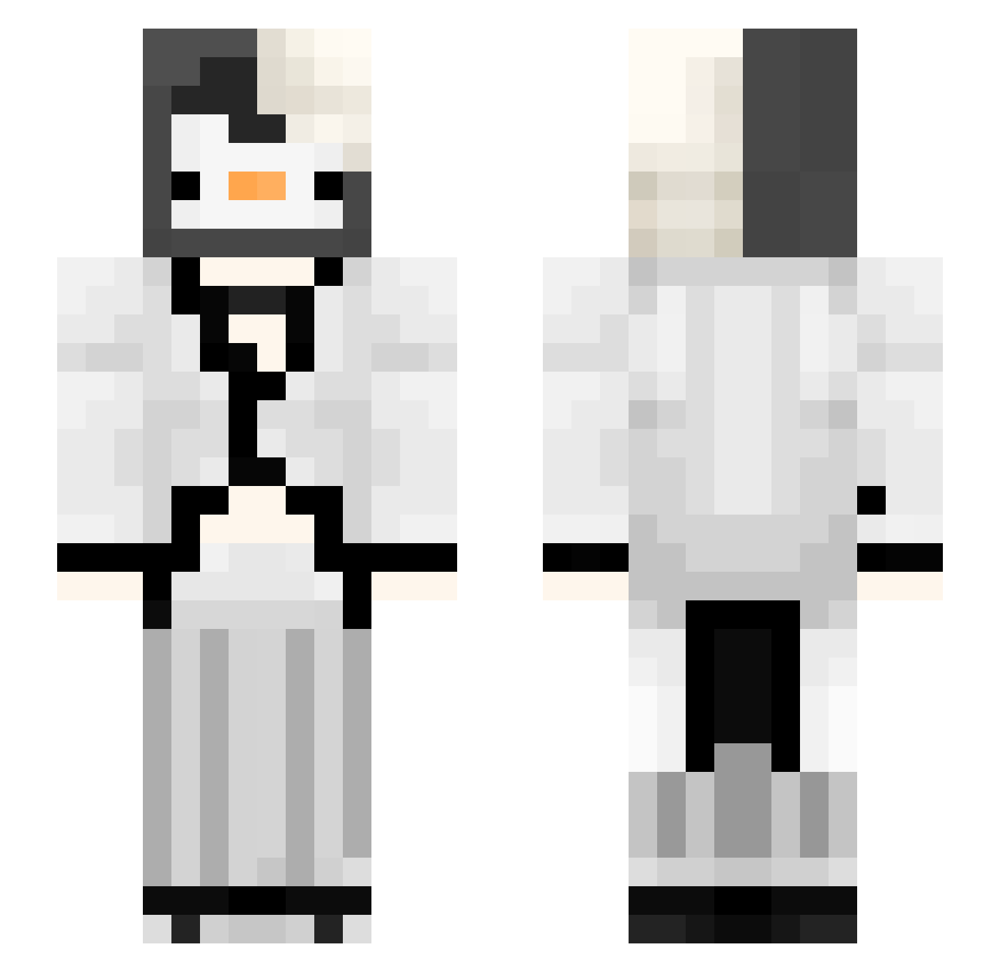 Pinquinowy Minecraft skin, front and back view