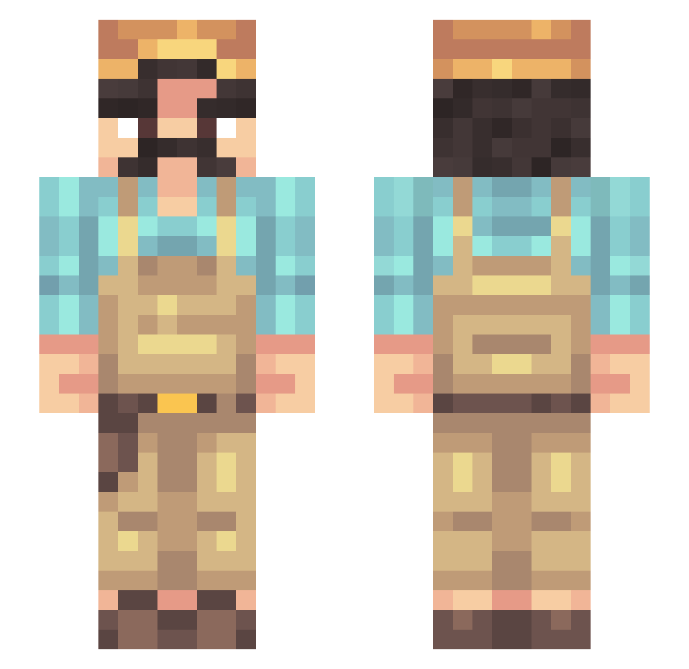 Schmvblx Minecraft skin, front and back view