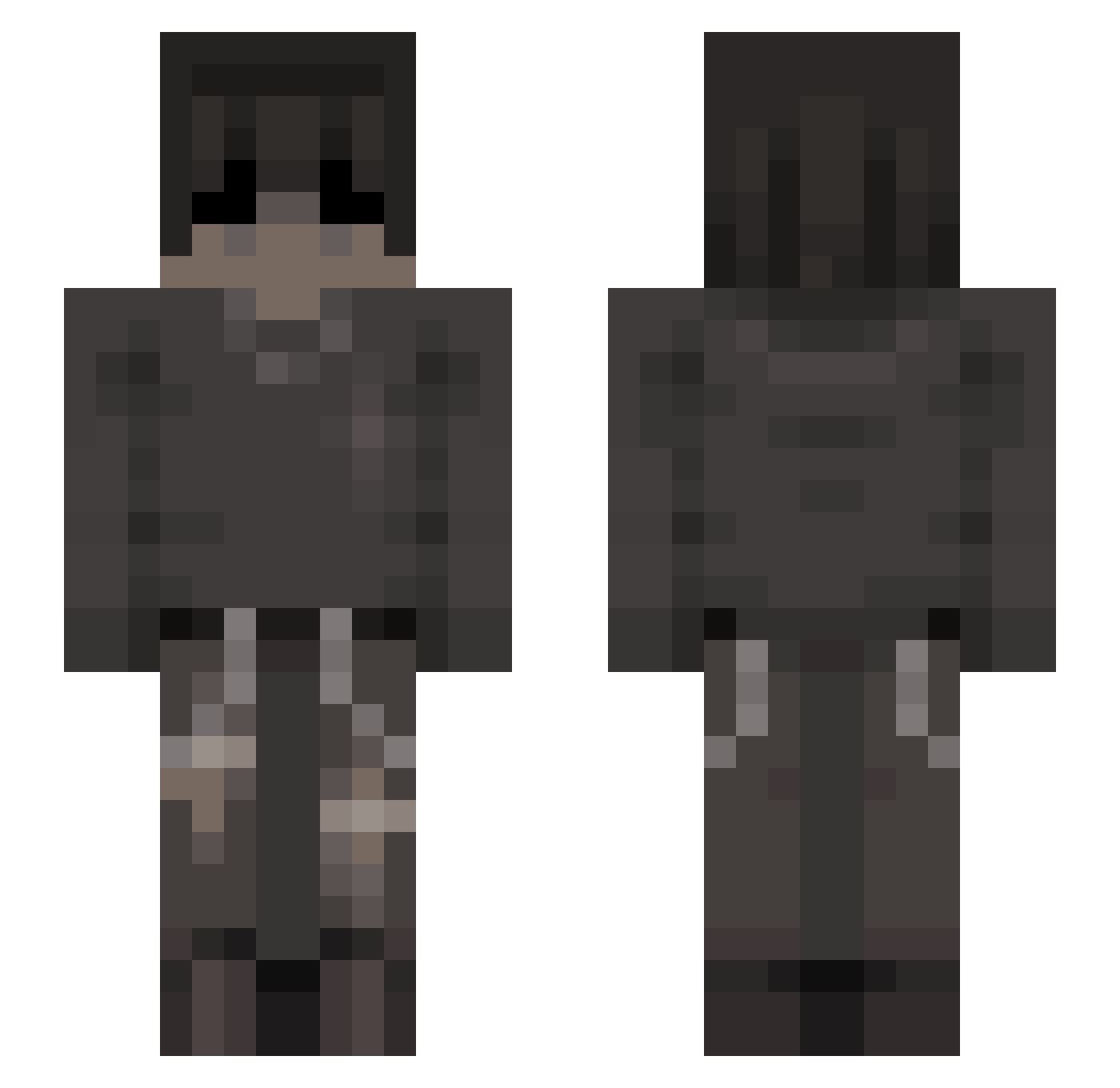 Nightshadow587 Minecraft skin, front and back view