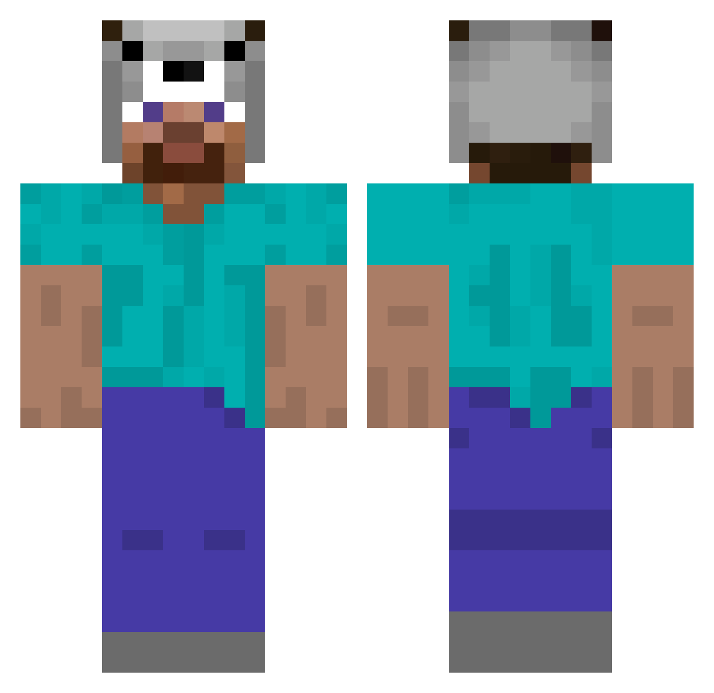 N3LM Minecraft skin, front and back view