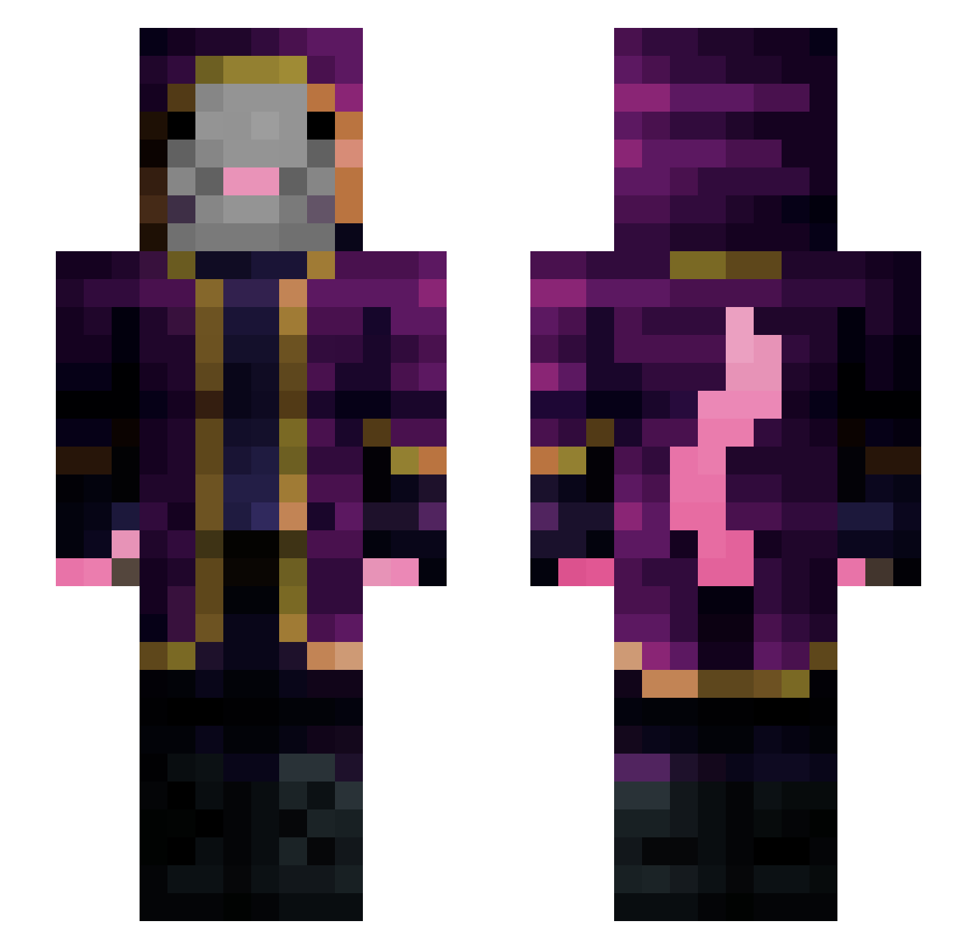 SkiShown Minecraft skin, front and back view