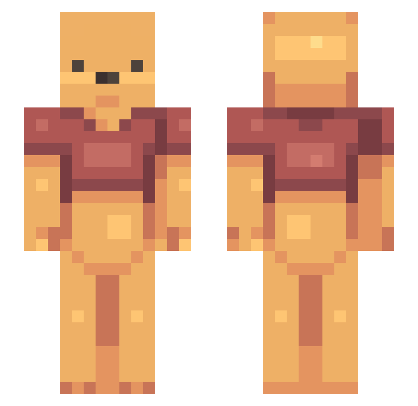 RabbitMiners Minecraft skin, front and back view