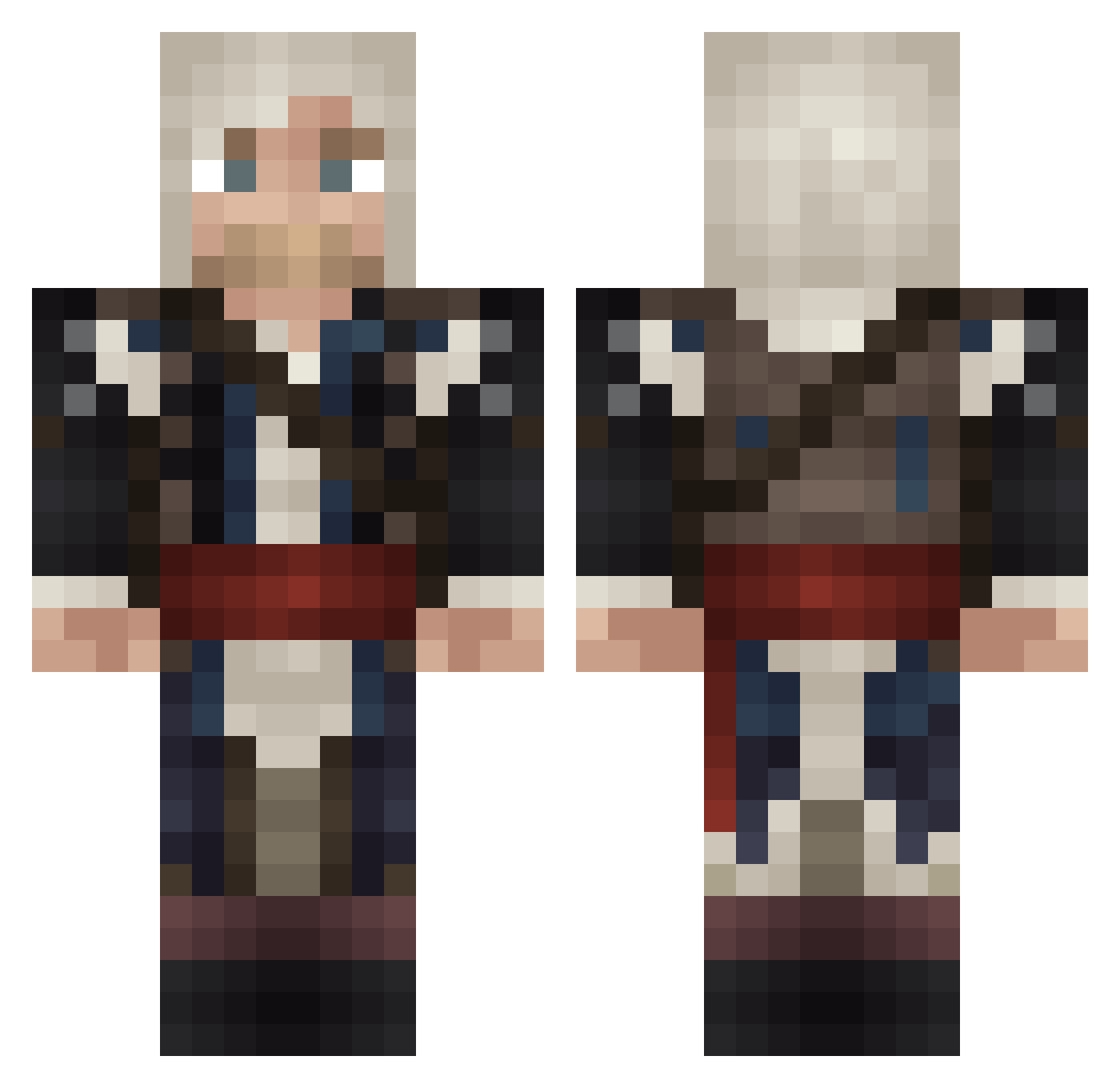 Rapha_hollow Minecraft skin, front and back view