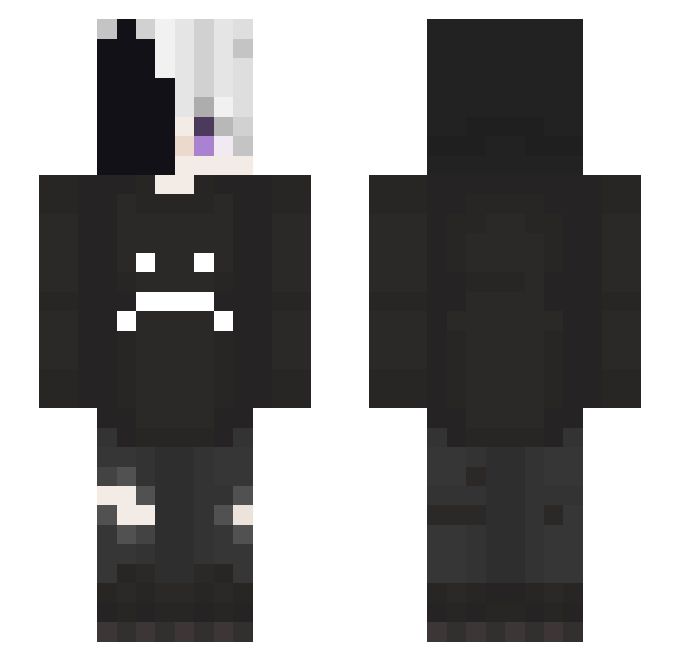 BlackZigg Minecraft skin, front and back view