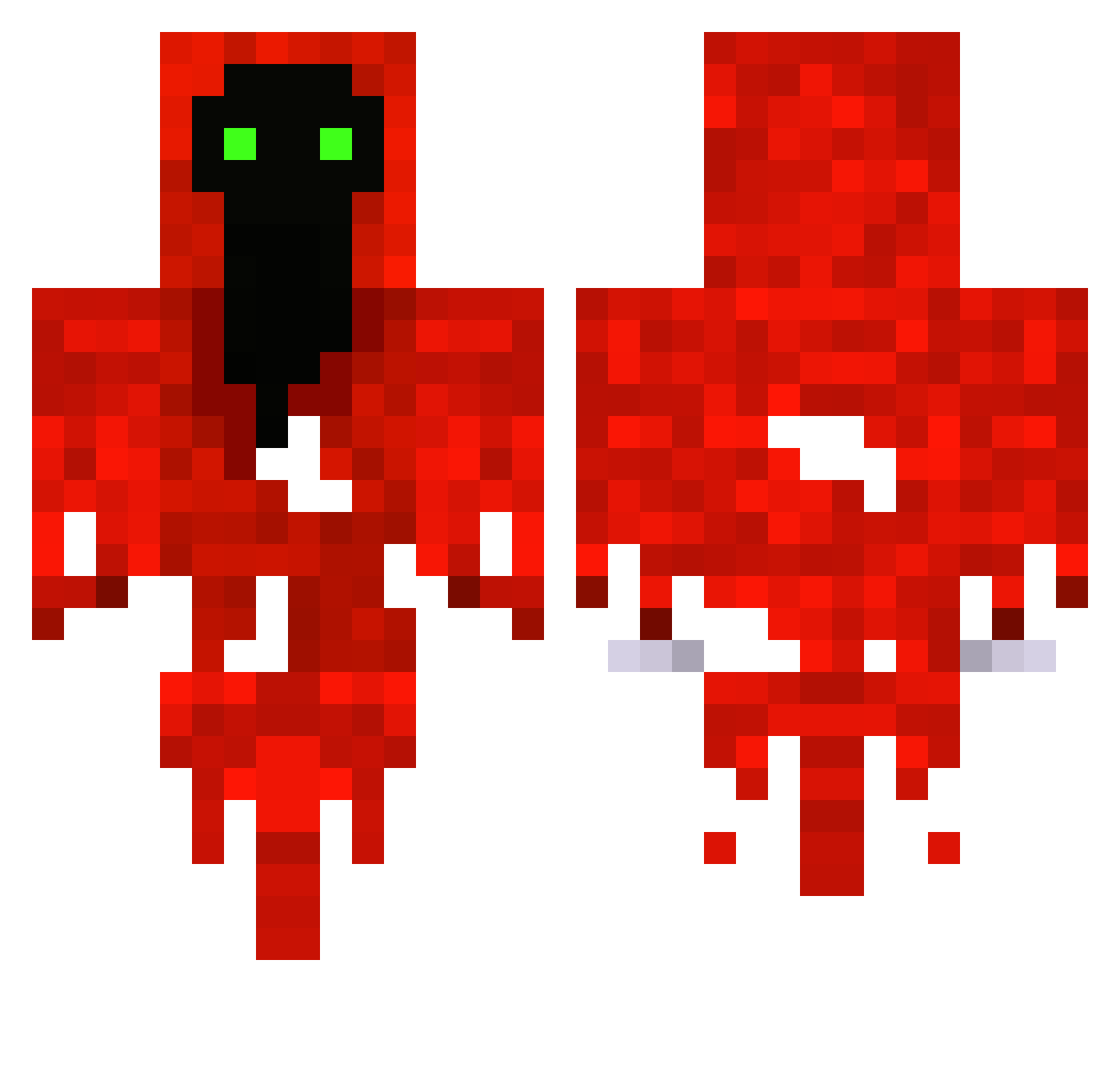 Unsophisticated Minecraft skin, front and back view