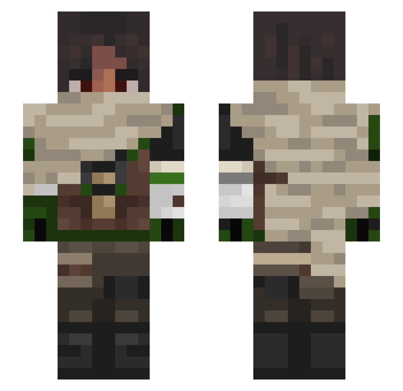 IRyman Minecraft skin, front and back view