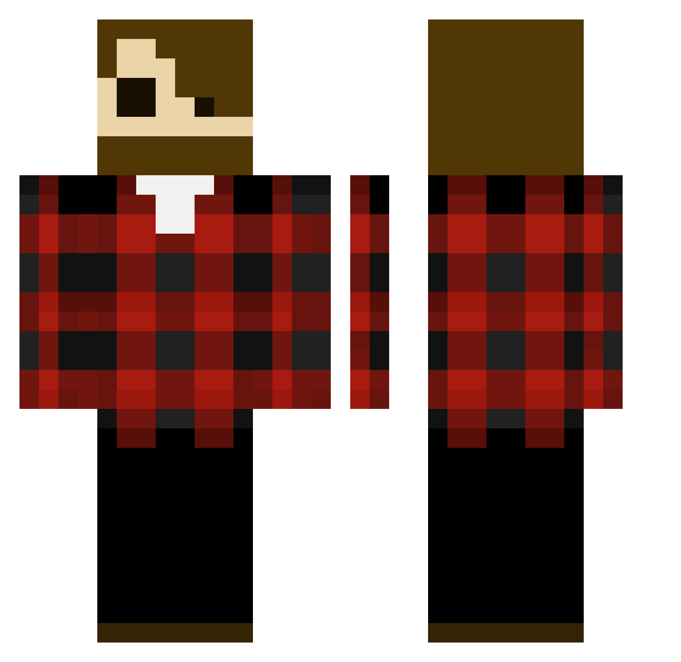 Zrackula Minecraft skin, front and back view