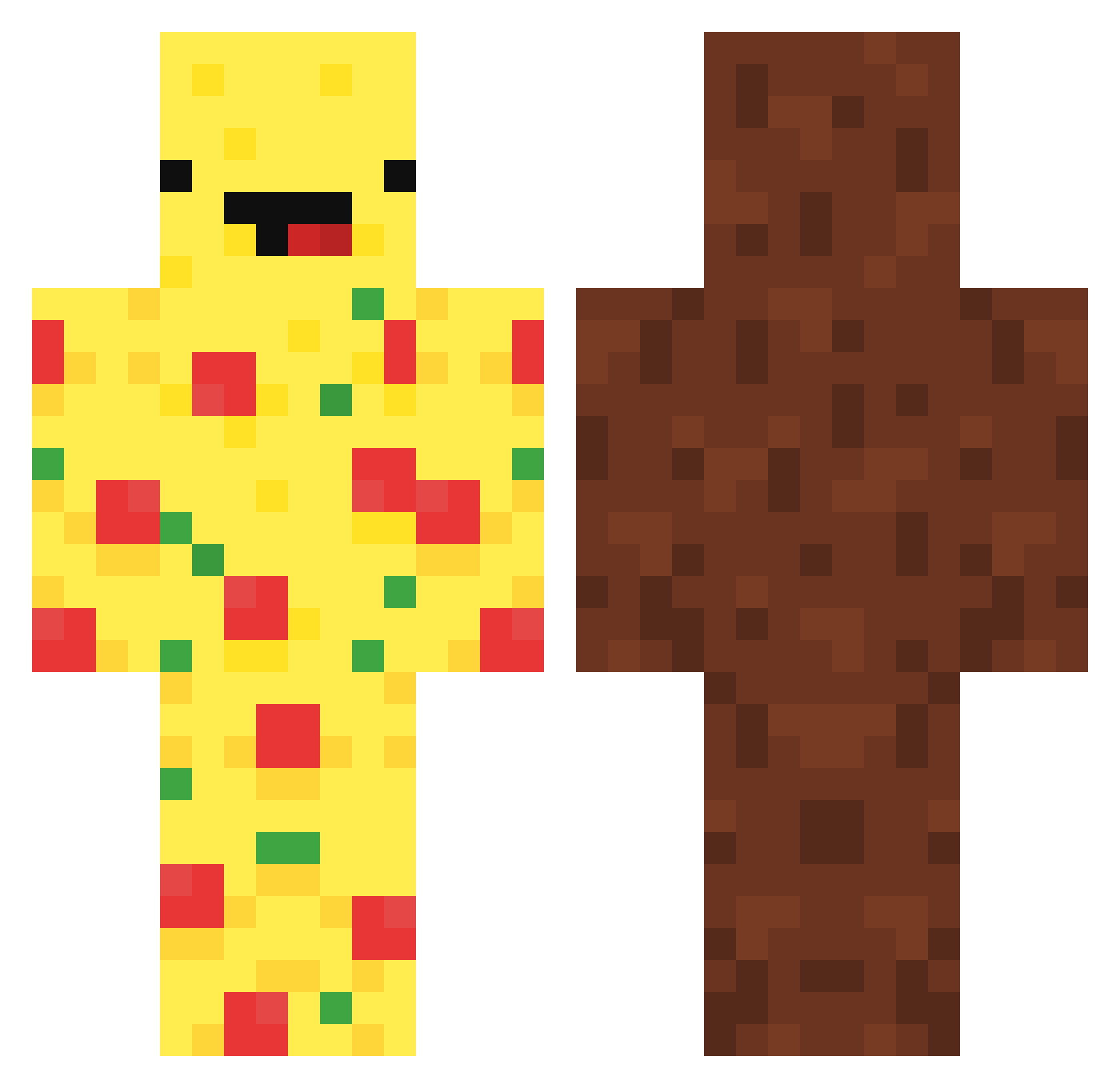 PizzaLord13 Minecraft skin, front and back view