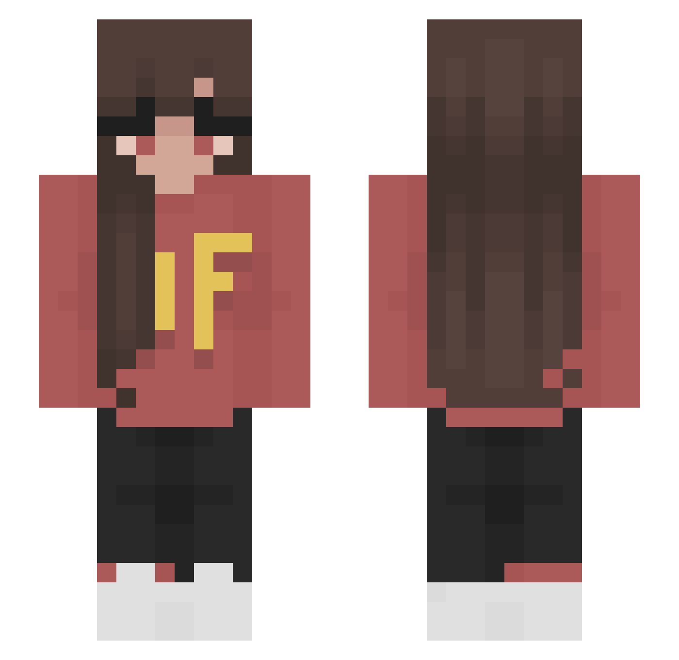Woonezz Minecraft skin, front and back view