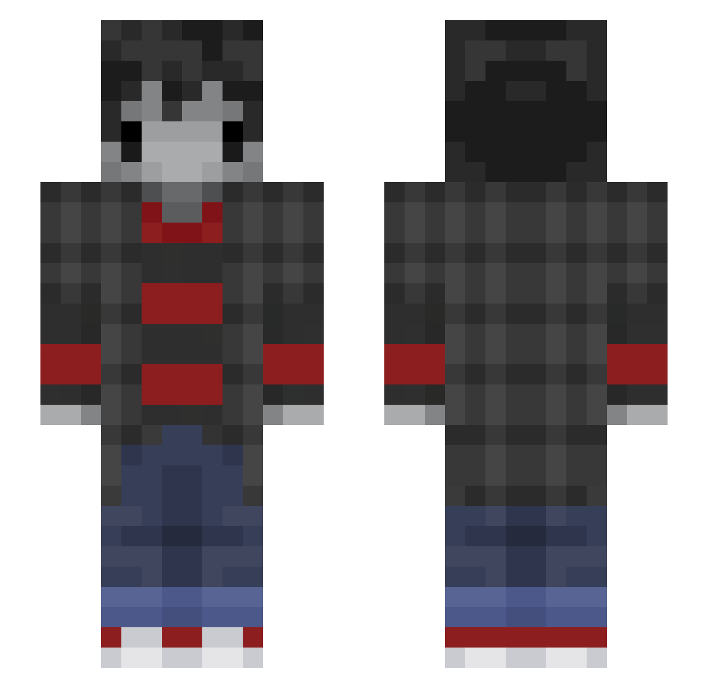 BBxRobbie Minecraft skin, front and back view