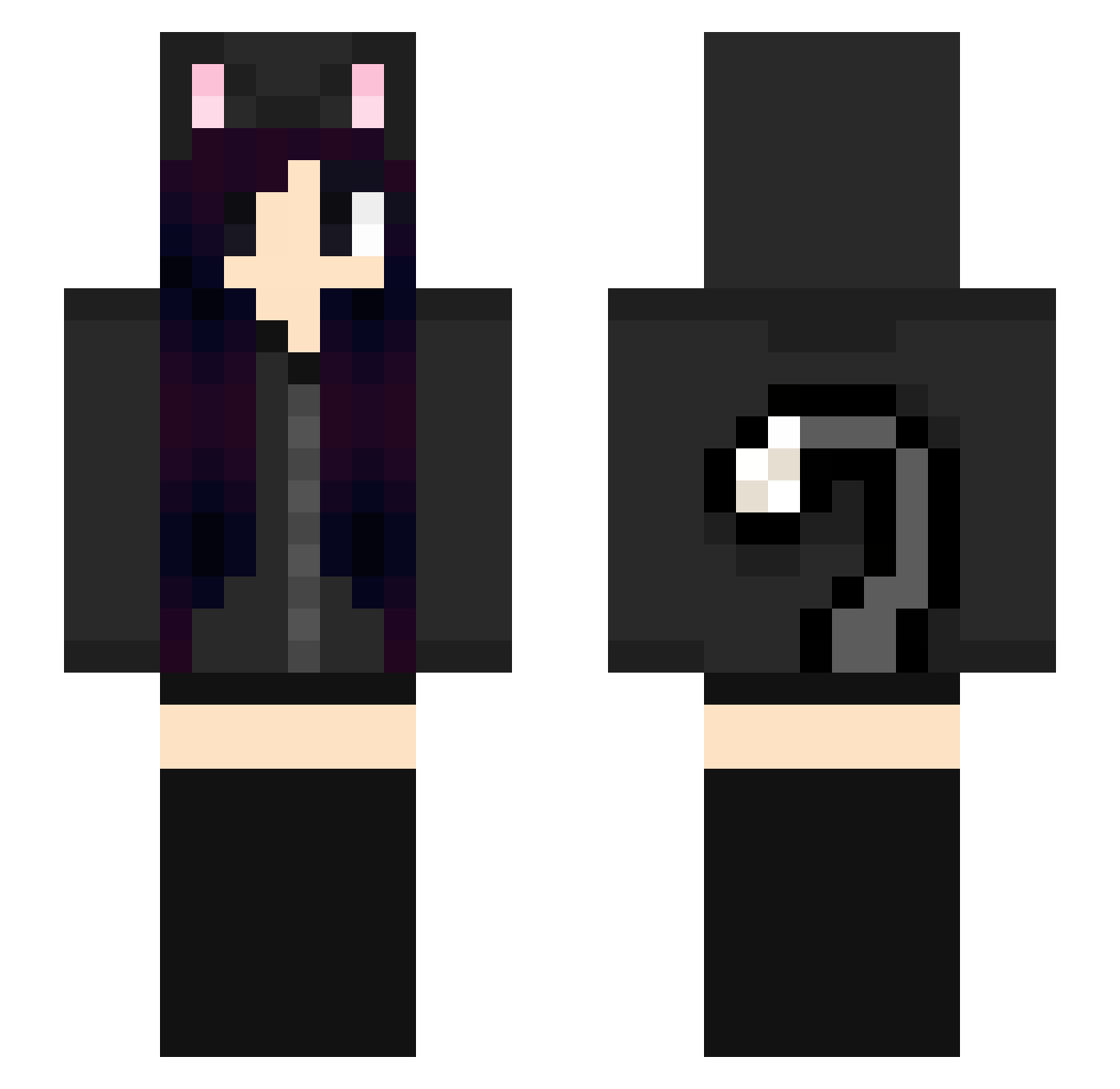 Racoonik Minecraft skin, front and back view