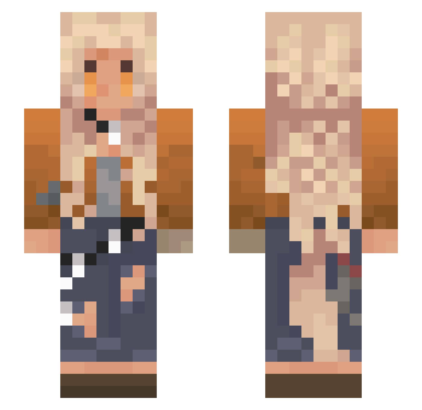 Tezooka Minecraft skin, front and back view