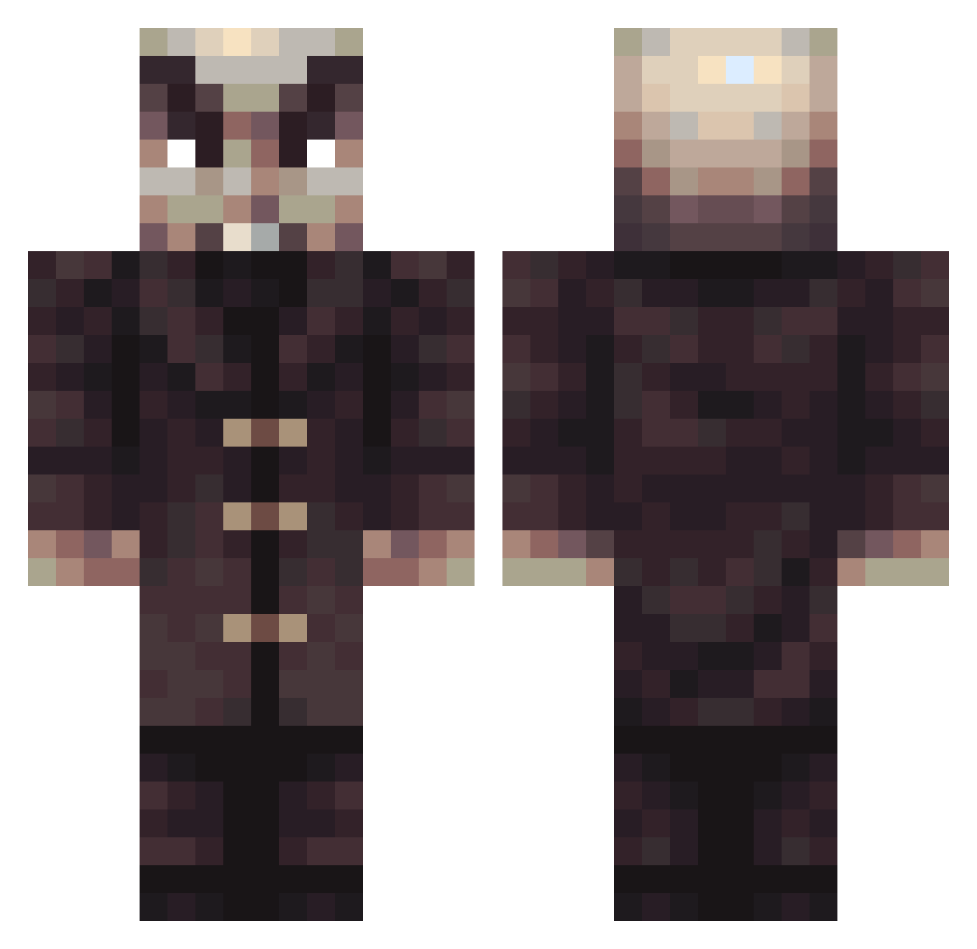 Salamandrin Minecraft skin, front and back view