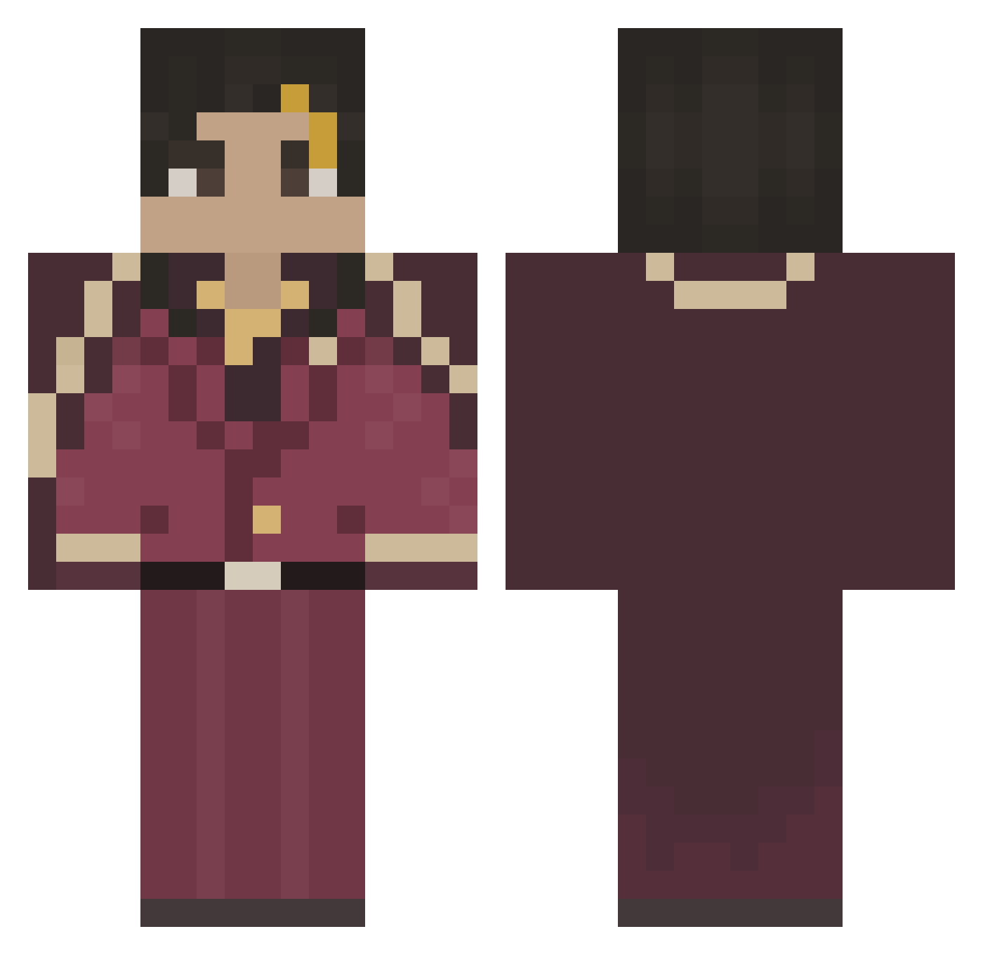 ZhuntZ Minecraft skin, front and back view