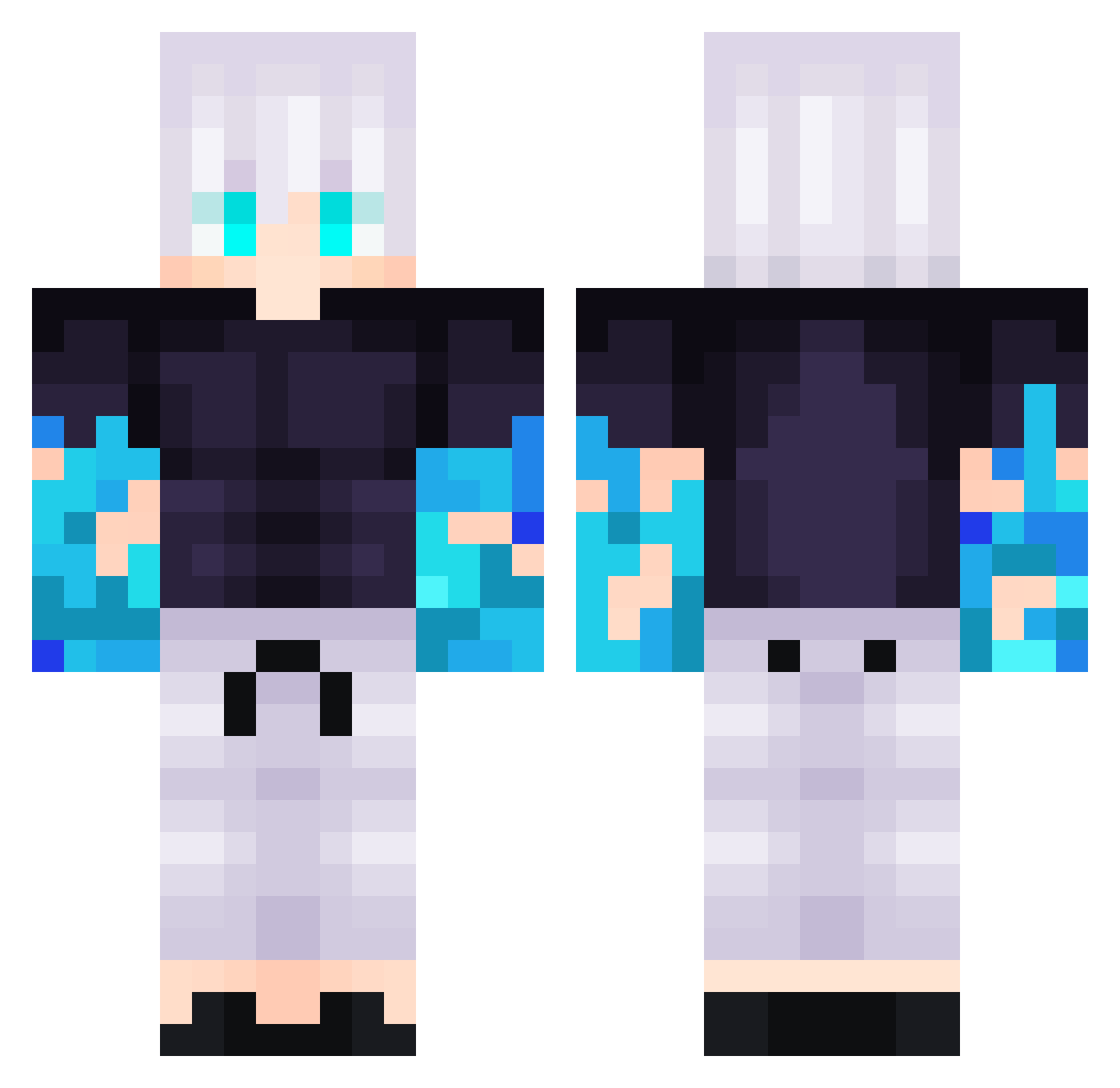 SpicyGhxxst Minecraft skin, front and back view