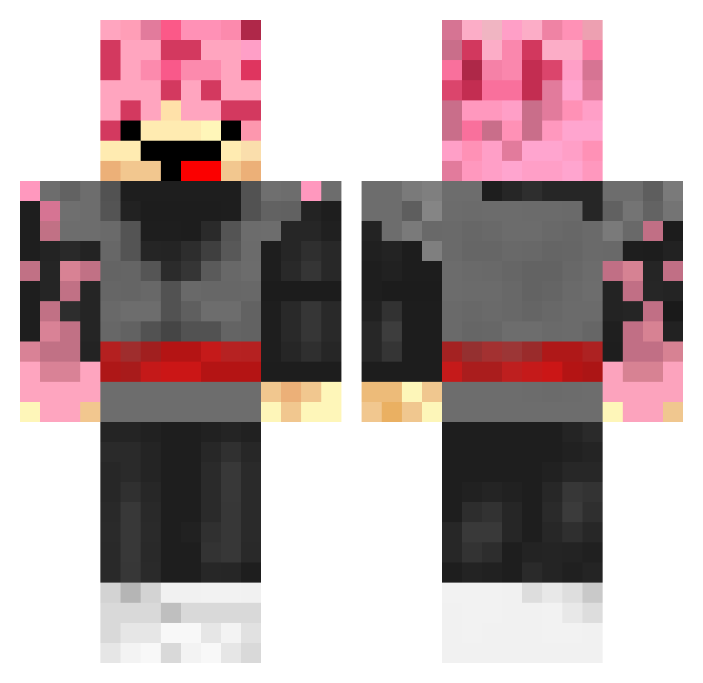Meettee Minecraft skin, front and back view