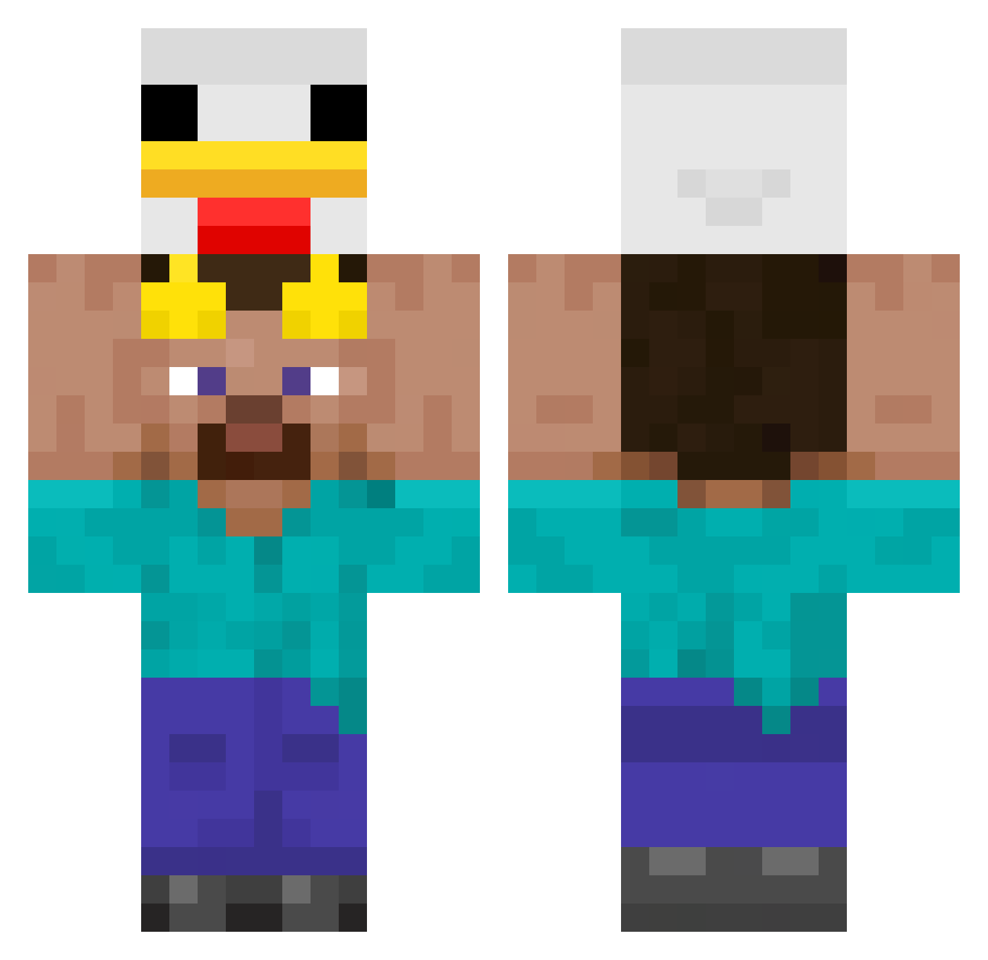 GuysImNotRacist Minecraft skin, front and back view