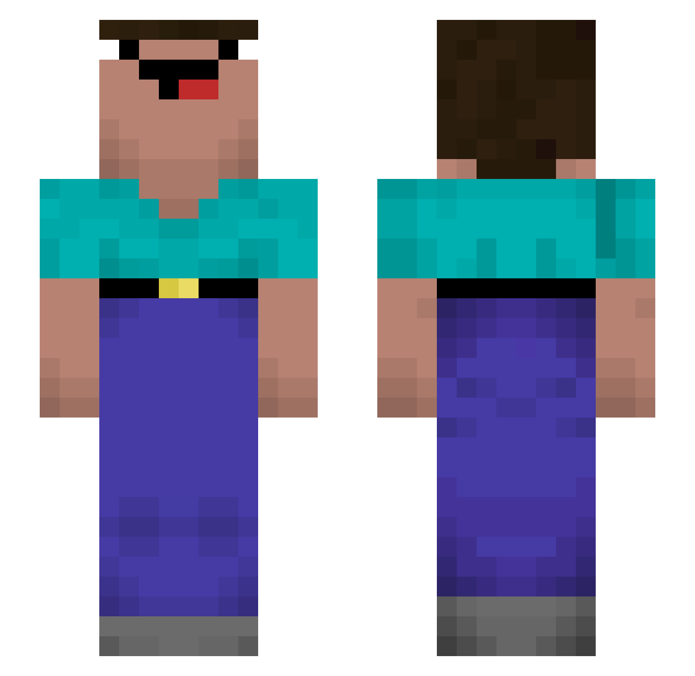 tetyetwueyw Minecraft skin, front and back view