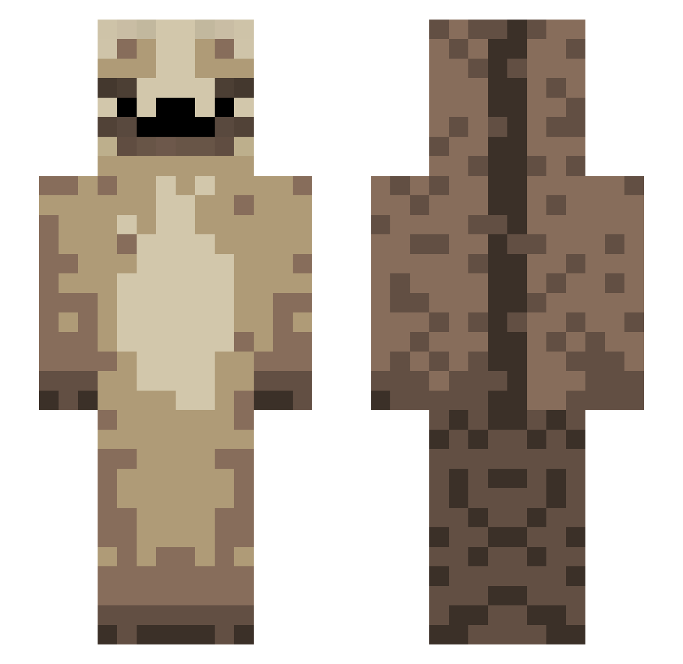 Pimpek222 Minecraft skin, front and back view