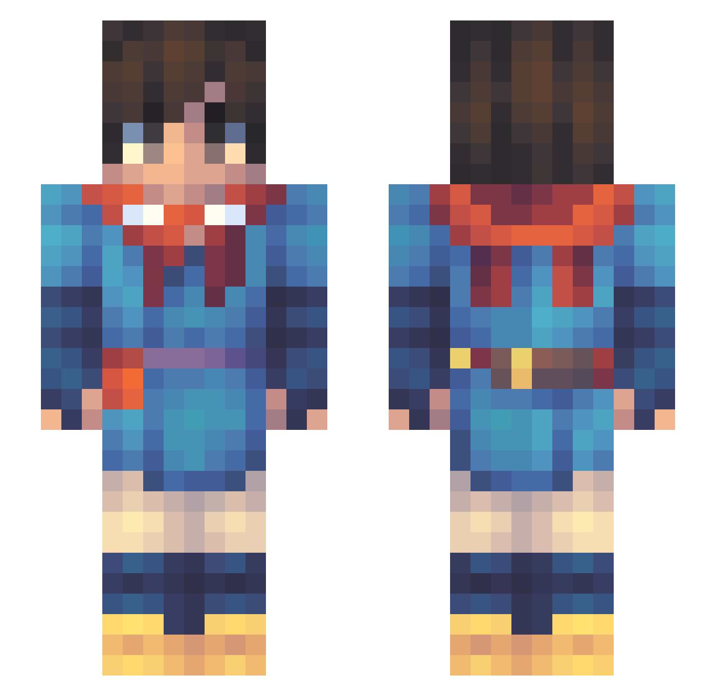 NoseApostle Minecraft skin, front and back view